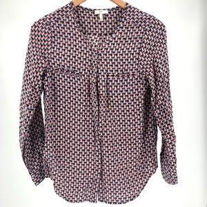 Joie silk sailboat print long sleeve blouse small